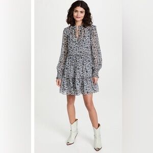 VERONICA BEARD Savile ruffled floral silk mini dress Size 2